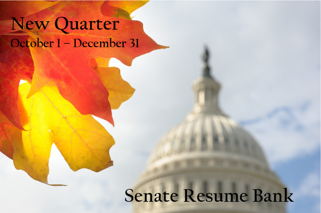 Fall themed image displaying a new Senate Resume Bank quarter.